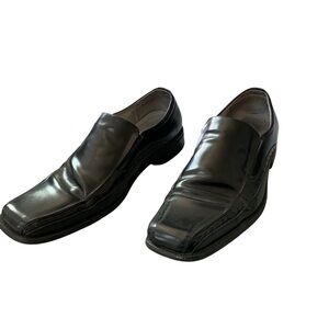 Stacy Adams Mens Black Leather Templin Bike Toe Slip On Loafer Size 13